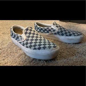 VANS SLIP ON PLATFORM SHOES - Blue checker